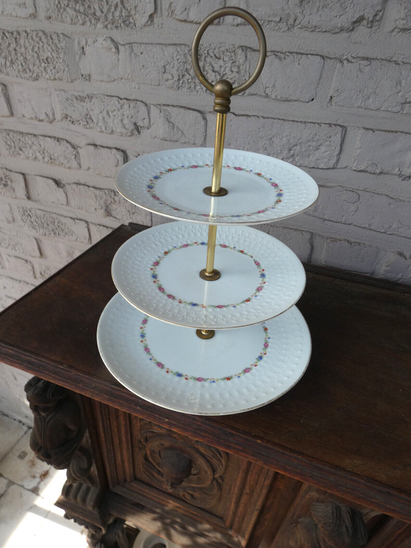 Vintage 3 Tier Cake Stand wedding birthday cupcake biscuits porcelain floral