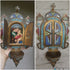 Antique 19thc CLoisonne enamel Holy water font madonna porcelain paint plaque