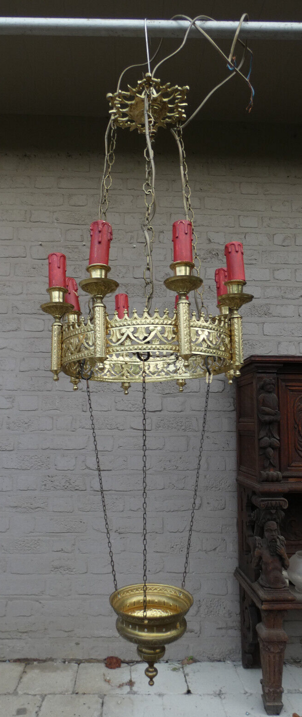 Antique religious neo gothic Church 8 lights lamp chandelier sanctuary