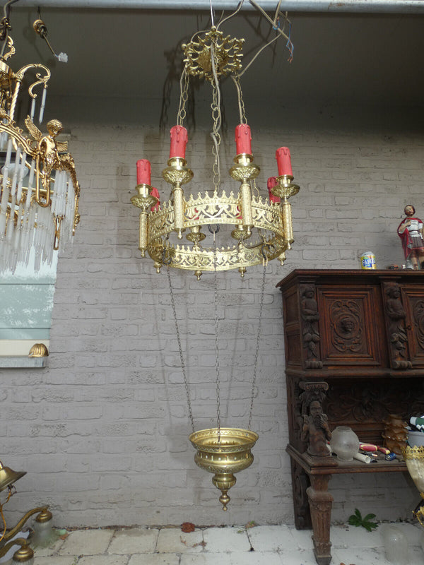 Antique religious neo gothic Church 8 lights lamp chandelier sanctuary