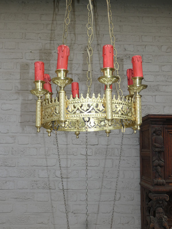 Antique religious neo gothic Church 8 lights lamp chandelier sanctuary