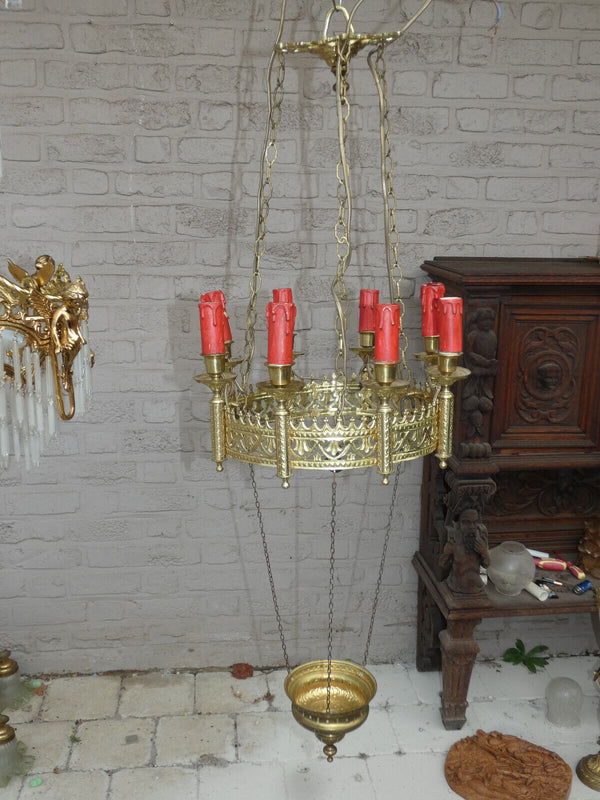 Antique religious neo gothic Church 8 lights lamp chandelier sanctuary