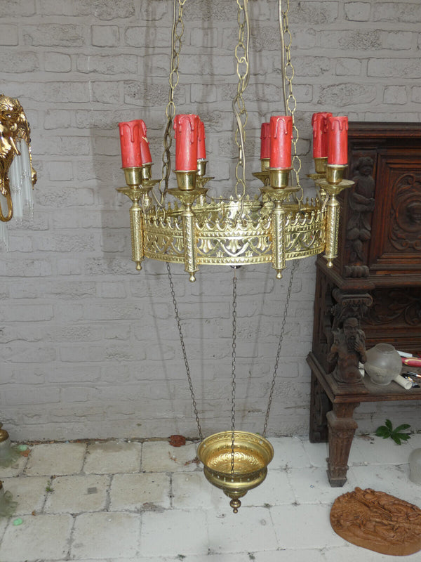 Antique religious neo gothic Church 8 lights lamp chandelier sanctuary