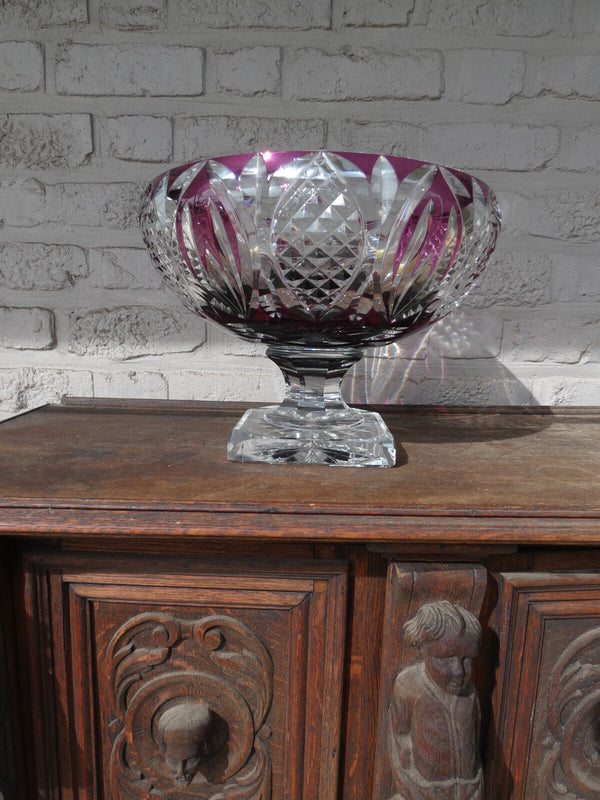 Antique VAL SAINT LAMBERT XL centerpiece Bowl coupe Crystal glass amethyst