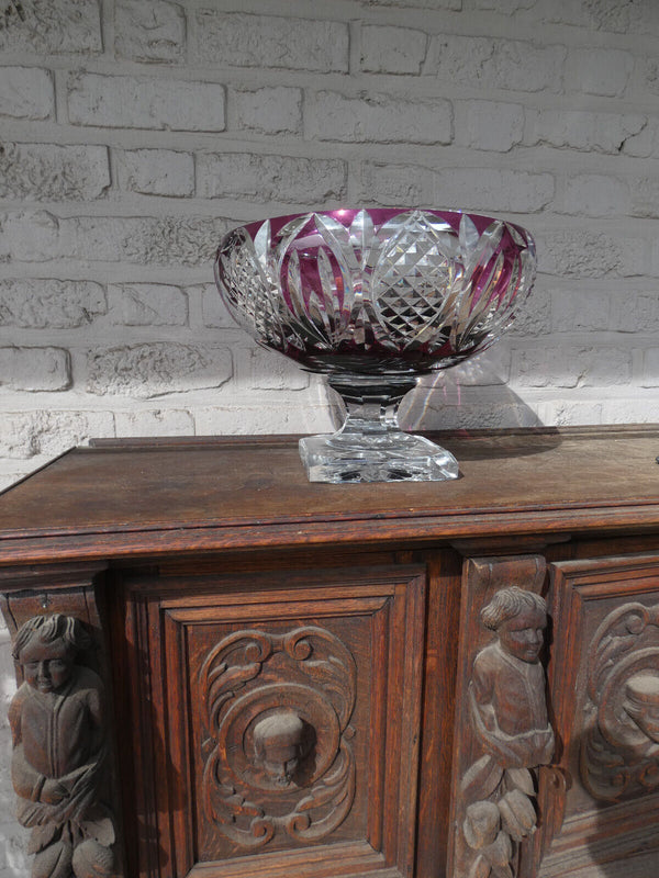 Antique VAL SAINT LAMBERT XL centerpiece Bowl coupe Crystal glass amethyst