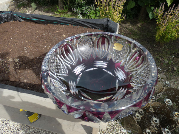 Antique VAL SAINT LAMBERT XL centerpiece Bowl coupe Crystal glass amethyst