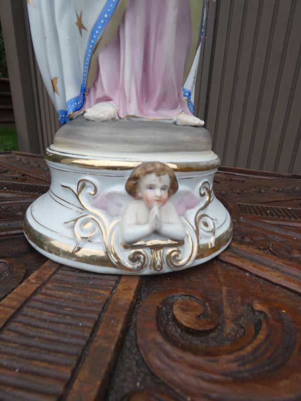 Antique Vieux andenne bisque porcelain large madonna statue figurine saint