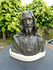 Antique Bronze CArli signed sacred jesus bust statue alabaster base signed