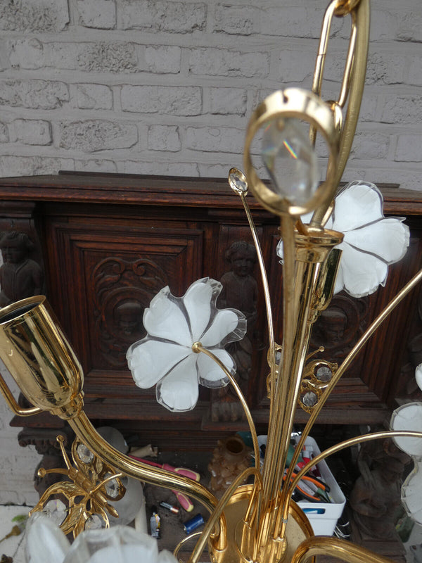 Vintage italian Chandelier lamp murano glass swarovski butterfly floral rare