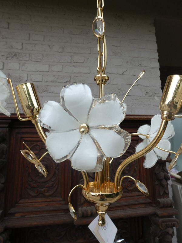 Vintage italian Chandelier lamp murano glass swarovski butterfly floral rare