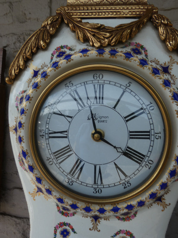 Vintage T Limoges XL mantel porcelain clock white