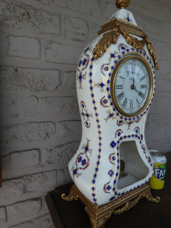 Vintage T Limoges XL mantel porcelain clock white