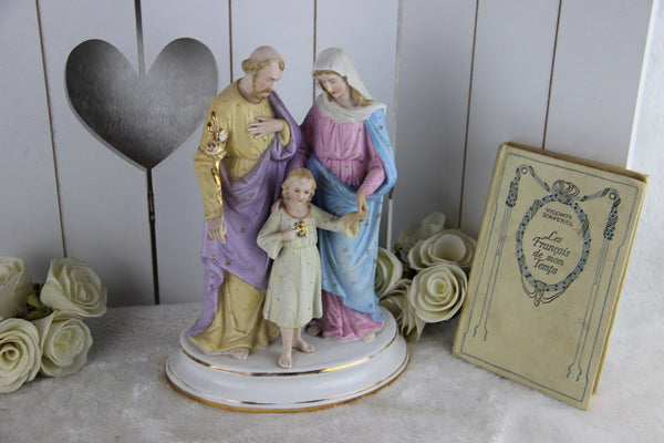 Antique vieux andenne bisque porcelain saint family holy group mary Joseph