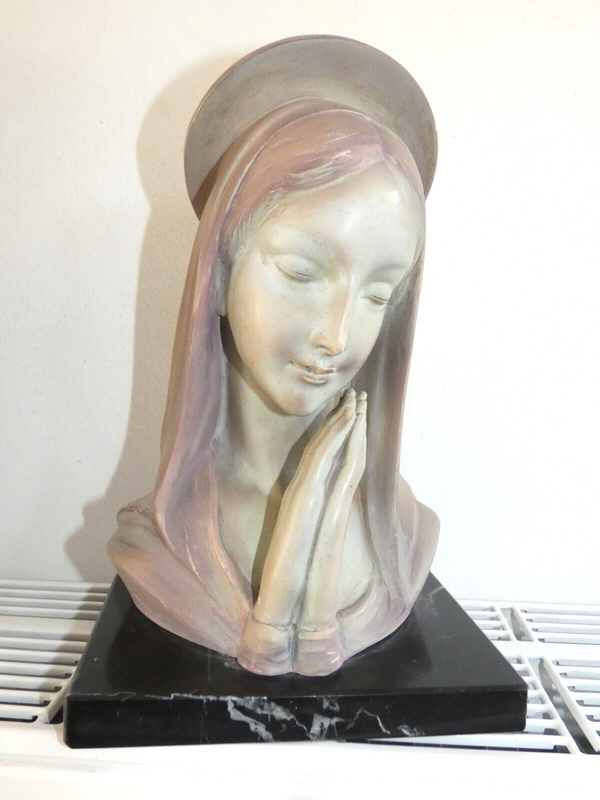 Antique Flemish school terracotta madonna bust sculpture Statue signed G carli