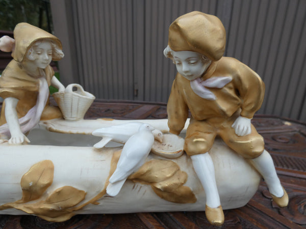 Antique Royal dux Bohemia porcelain Sculpture centerpiece statue children marked