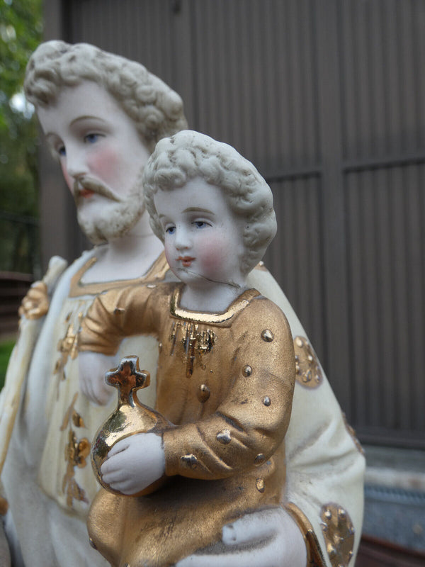 Antique german Bisque porcelain saint joseph figurine statue