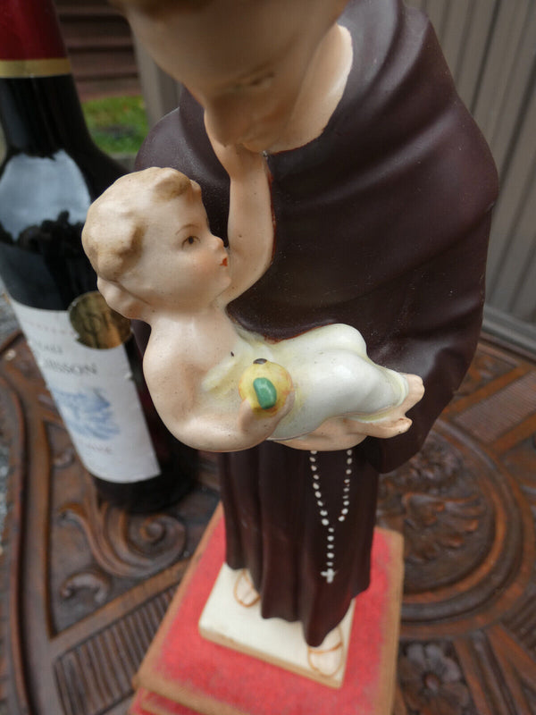 Germany HUMMEL marked Saint anthony porcelain Statue on base 1950s