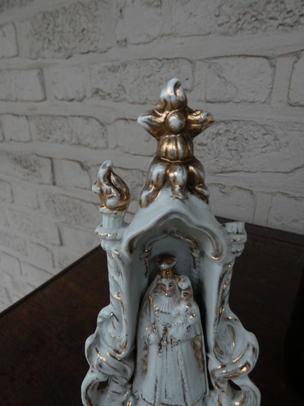 Antique french vieux paris porcelain holy water font niche chapel madonna