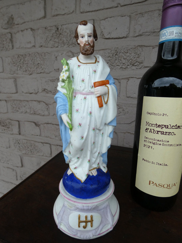 Antique french  old paris porcelain saint joseph statue figurine religious