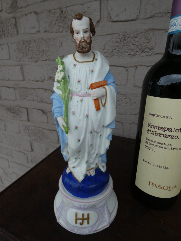 Antique french  old paris porcelain saint joseph statue figurine religious