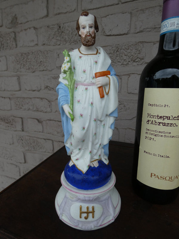 Antique french  old paris porcelain saint joseph statue figurine religious