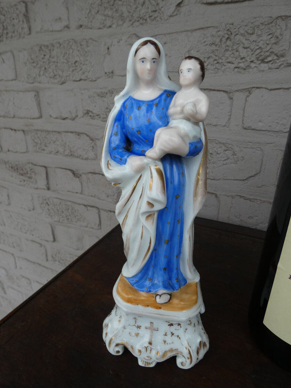 Antique old paris porcelain MAdonna statue figurine