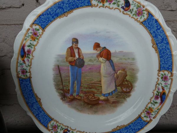 pair vintage german schumann bavaria porcelain marked angelus plates birds