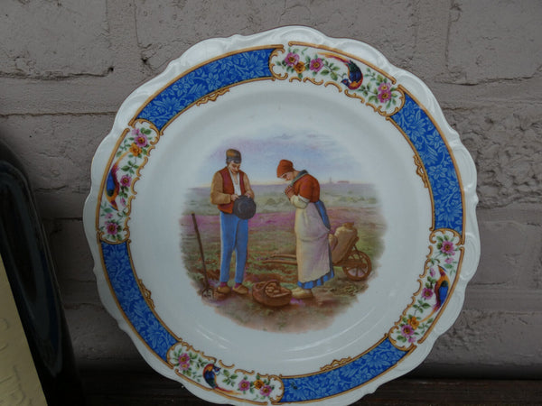 pair vintage german schumann bavaria porcelain marked angelus plates birds