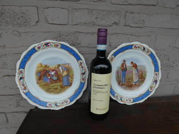 pair vintage german schumann bavaria porcelain marked angelus plates birds