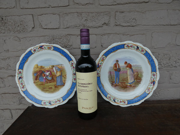 pair vintage german schumann bavaria porcelain marked angelus plates birds