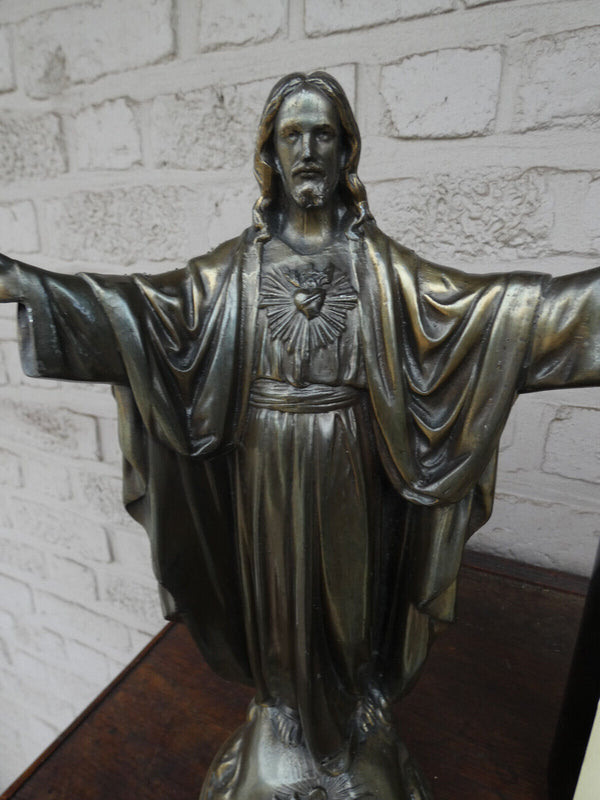 Vintage 1960 Zamac metal christ jesus statue religious