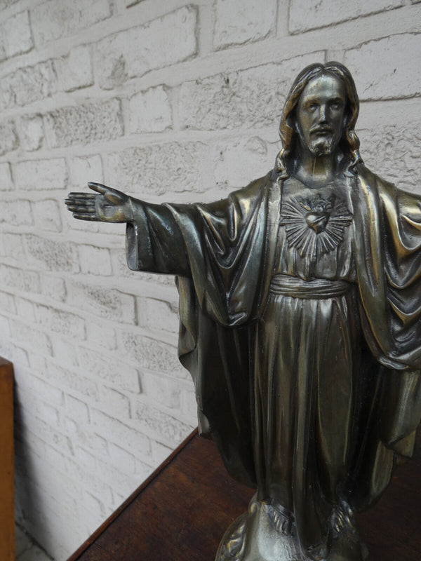 Vintage 1960 Zamac metal christ jesus statue religious