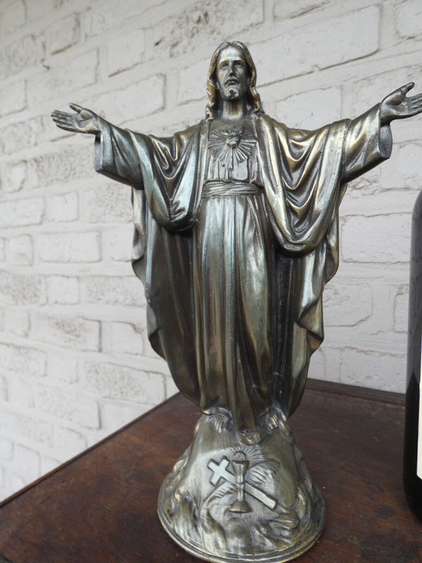 Vintage 1960 Zamac metal christ jesus statue religious