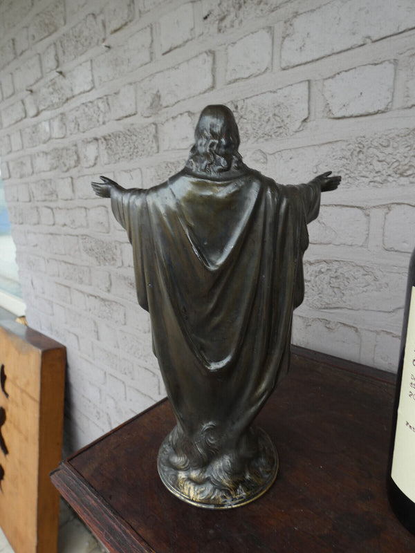 Vintage 1960 Zamac metal christ jesus statue religious