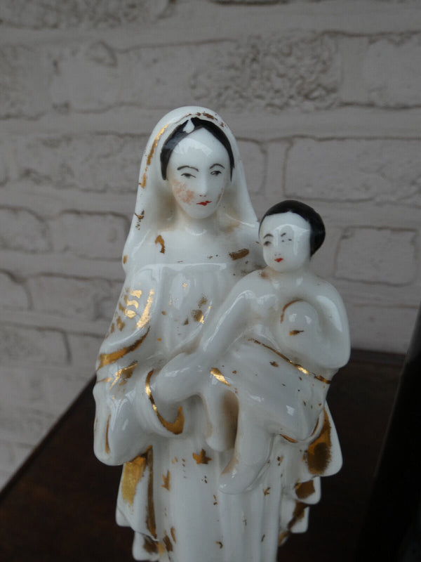 Antique 19thc French old paris porcelain madonna figurine statue