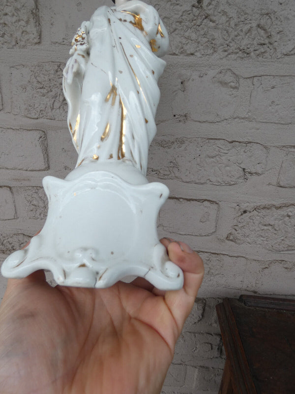 Antique French vieux old paris porcelain saint joseph figurine statue religious