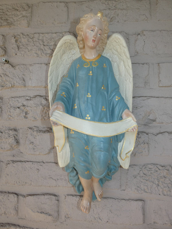 Antique Large  ceramic chalk nativity wall angel religious Statue figurine