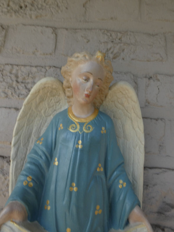 Antique Large  ceramic chalk nativity wall angel religious Statue figurine