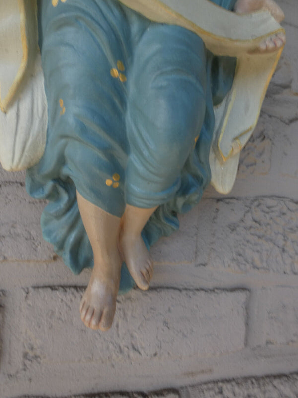 Antique Large  ceramic chalk nativity wall angel religious Statue figurine