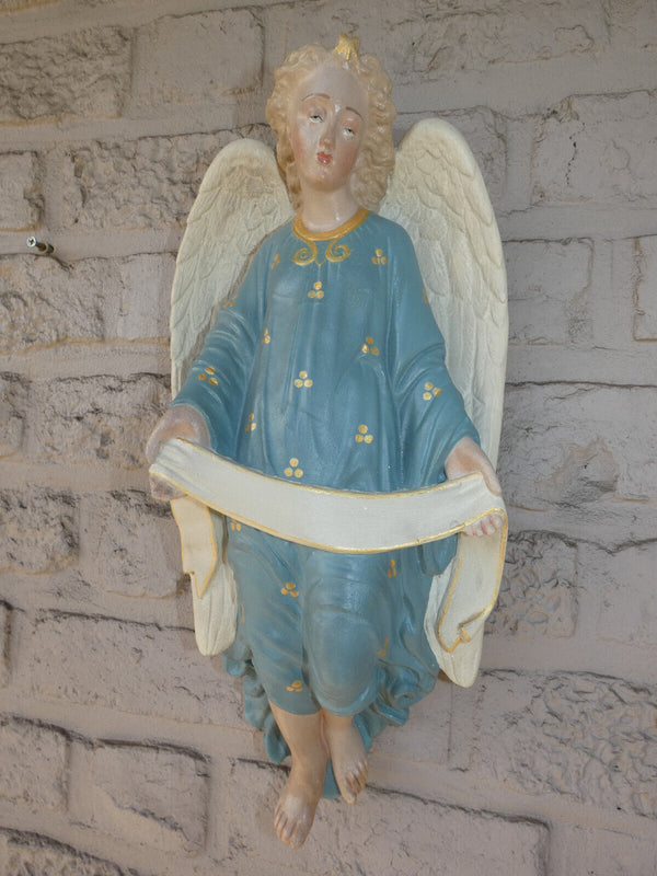 Antique Large  ceramic chalk nativity wall angel religious Statue figurine