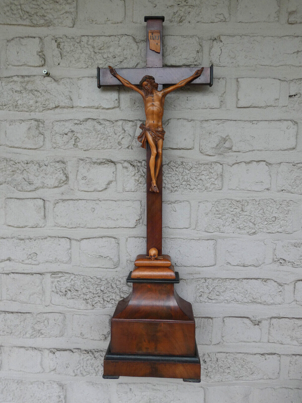 Antique 1900s Wood carved Crucifix french