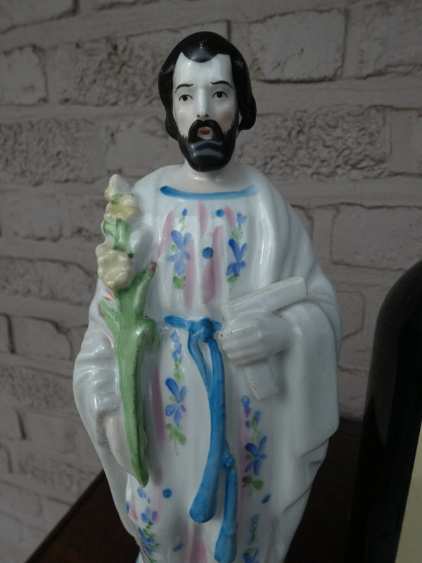 Antique french porcelain saint joseph figurine statue religious