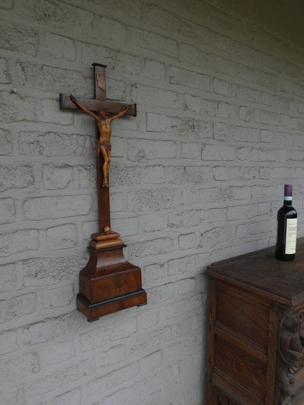 Antique 1900s Wood carved Crucifix french