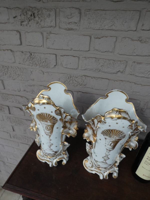 Antique 1900s vieux paris porcelain Religious Vases