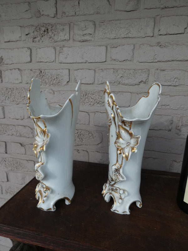 Antique 1900s vieux paris porcelain Religious Vases