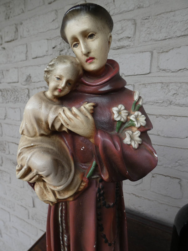 Antique Chalk Saint anthony statue figurine