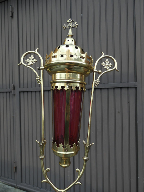 Antique french procession Lamp Red glass religious