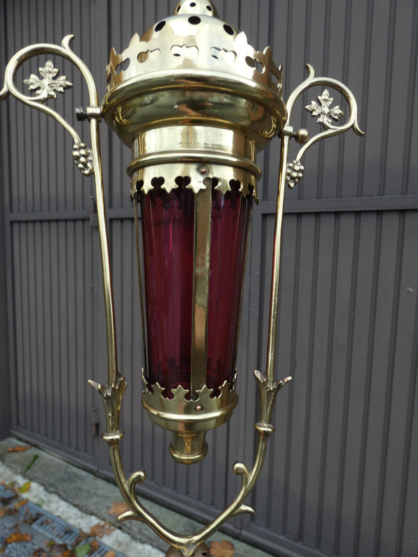 Antique french procession Lamp Red glass religious