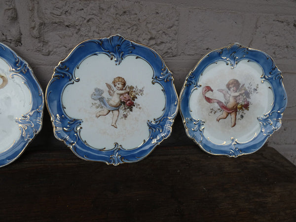 Set 4 vintage 50s porcelain putti cherub romantic figural plates