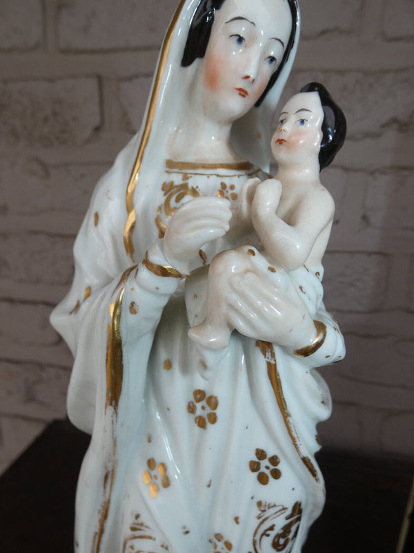 Antique vieux paris porcelain Madonna child statue figurine religious